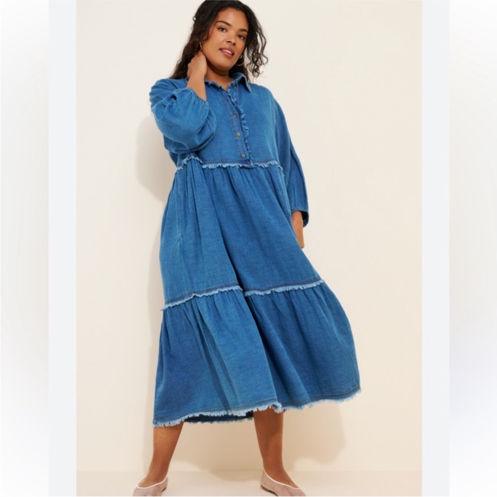 Anthropologie Maeve Bettina Blue Midi Dress
